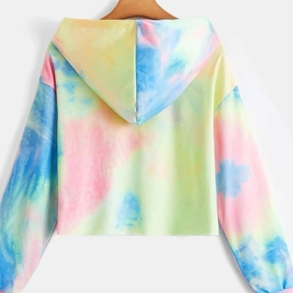 3/$28❤️SHEIN EZ wear multicolor tie-dye, & letter print crop hoodie size XL - Picture 2 of 4
